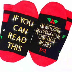 I'M WATCHING CHRISTMAS MOVIES Letter Print Warm Medium Tube Socks