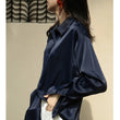 Women Solid Color Polyster Satin Blouse