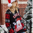 Women Novelty Santa Claus Round Neck Knit Sweater  Pullover