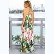 Women Floral Sexy Backless V-neck Beach Long Maxi Dress