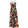 Women Floral Sexy Backless V-neck Beach Long Maxi Dress