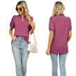Women Casual V-neck Solid Color Short Sleeves Tshirt
