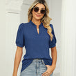 Women Casual V-neck Solid Color Short Sleeves Tshirt