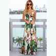 Women Floral Sexy Backless V-neck Beach Long Maxi Dress