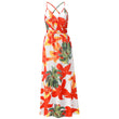 Women Floral Sexy Backless V-neck Beach Long Maxi Dress