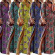 Women V-Neck Short Sleeves Printed Maxi Dress