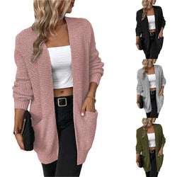 Women Front Casual Knit Cardigan Sweater with Pocket