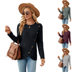 Women Knitted Solid Color Shirt