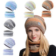 2pcs Knitted Gradient Beanie Hat Scarf Set