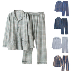 Men Plaid Autumn Winter Sleepwear Pajamas Pyjamas Set