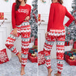 Women Pajamas Set Christmas Gift Sleepwear Red Print Elk Long Sleeve Trouser Suits