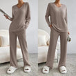 Women Winter Long Sleeve V-neck  Pajamas Suit 2 Piece Sets