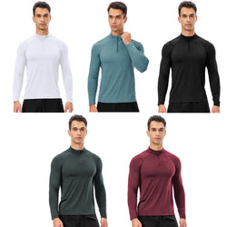 Men Gym Tops Solid Color Compression Shirt