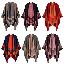 Geometric Warm Shawl Autumn and Winter Scarf Thick Warm Cloak