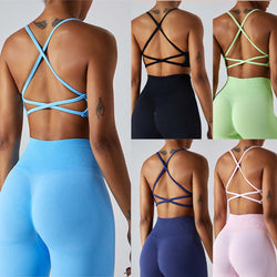 Women Push Up Cross Strap Sexy Seamless Yoga Bra