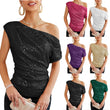 Women Sleeveless Dressy Sparkle Sequin Halter Top