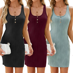 Women's Sleeveless Solid Color Dress