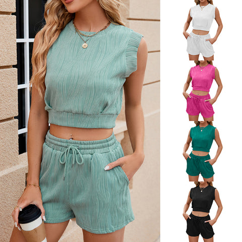 Women Sets Outfits Casual Crop Top and Shorts Set