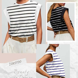 Women Summer Top Basic Tee Shirts Casual Stripe Top