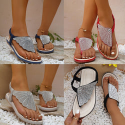 Women Arch Support Comfort Flip Flop Roman Casual Rhinestone Sandals