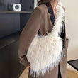 Plush Shoulder Bag Heart Shaped Purse Faux Fur Crossbody Bag