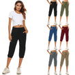 Women Elastic Waist Capri Pants with Pockets