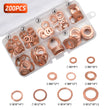 200Pcs Copper Washers Kit Diesel Injector Washers Seal Rings Assortment Set