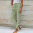 Women Cotton Elastic Waist Solid Color Trousers