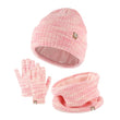 3pcs Kids Winter Hat scarf and Touchscreen Gloves Set