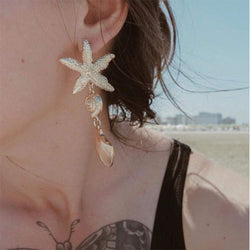 Women Starfish Seashell Alloy Earrings