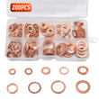 200Pcs Copper Washers Kit Diesel Injector Washers Seal Rings Assortment Set