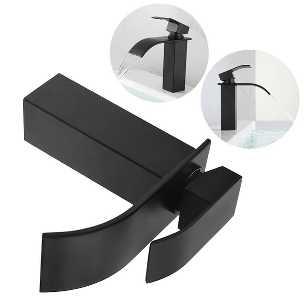 Waterfall Bathroom Faucet Matte Black Basin Sink Monobloc Mixer Cloakroom Tap