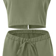 Women Linen Matching Sets Sleeveless Tank Top 2 Piece Short Sets