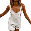 Women Casual Solid Color Collar Pocket Jumpsuit Short Pants