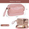 PU Leather Large Capacity  Double Layer Travel Cosmetic Bag