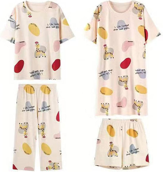 Women's Print Pajamas Four Piece Set