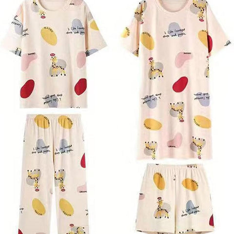 Women's Print Pajamas Four Piece Set