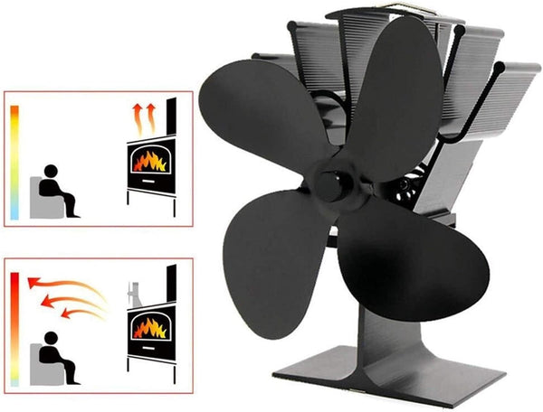 Fireplace 4 Blades Heat Powered Stove Fan