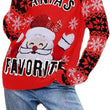 Women Novelty Santa Claus Round Neck Knit Sweater  Pullover