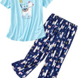 Summer Round Neck Suit Pajamas Short Sleeve Long Pants Pajamas Set