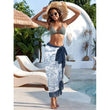 Women Vintage Print Swimsuit Set with Swimsuit Skirt Set