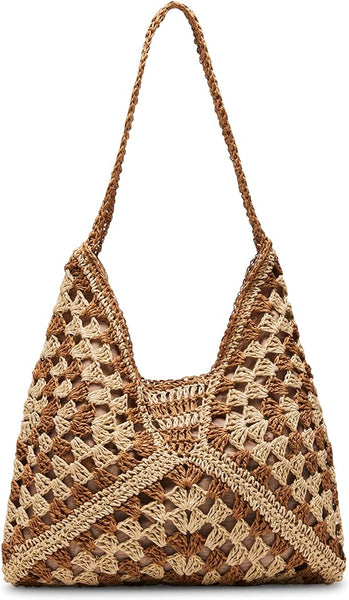 Women Beach Hobo Shoulder Bag Straw Tote Bag