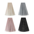 Women Sparkling Star Swing Sequin Tulle Long Skirt