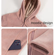 Women Solid Color Zipper Fleece Warm Hoodie Jacket