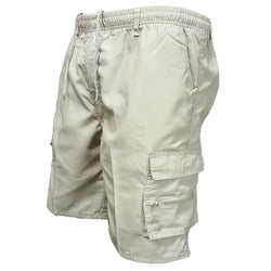 Men's Casual Cotton Elastic Waist Multi Pocket Cargo Shorts