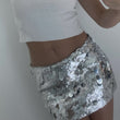 Sexy Women Fashion Low Waist Side Zipper Sequin Mini Skirt