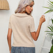 Women Knitted V-neck Short Sleeves Sweater Tshirt