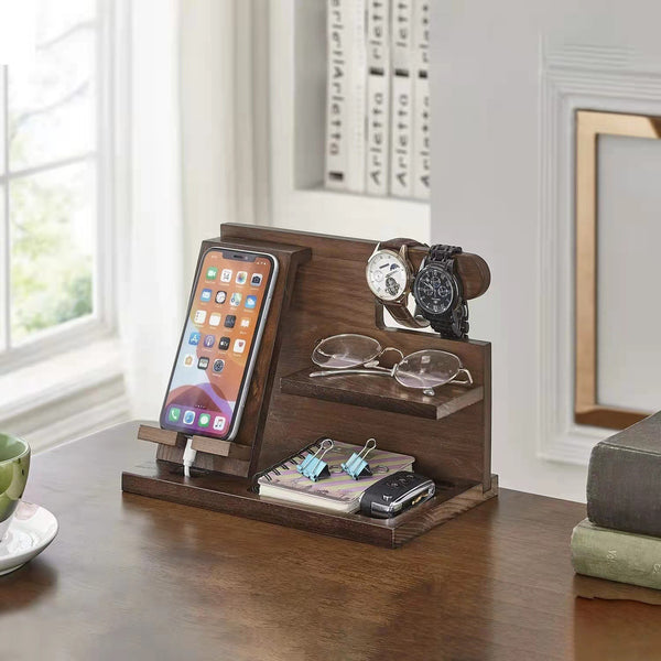 Wooden Docking Station  Key Wallet Watch Wooden Organizer