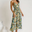 Women Printed V-neck Spaghetti Strap Dress