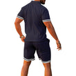 Men's 2 Piece Outfits Striped Short Sleeve Tee and Drawstring Shorts Set